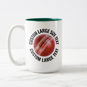 Tasse 2 Couleurs Balle de cricket & grand texte VERT CHASSEUR 425g