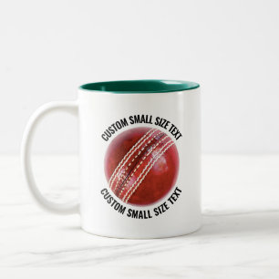 Tasse 2 Couleurs Balle de cricket & petit texte VERT CHASSEUR 11oz