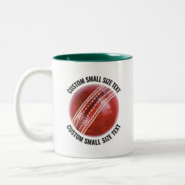 Tasse 2 Couleurs Balle de cricket & petit texte VERT CHASSEUR 11oz  (Gauche)