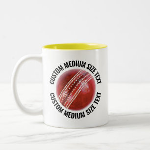 Tasse 2 Couleurs Balle de cricket & Texte moyen JAUNE 312g Personna