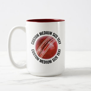 Tasse 2 Couleurs Balle de cricket & Texte Moyen MAROON 15oz Personn