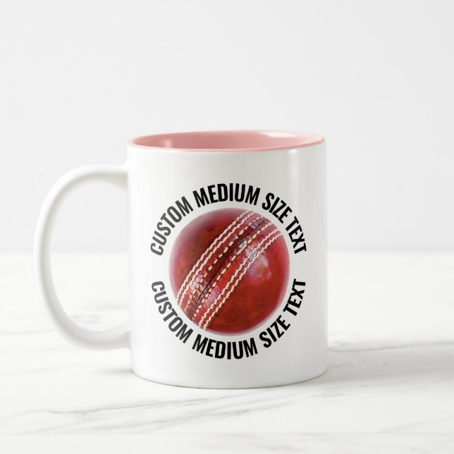 Tasse 2 Couleurs Balle de cricket & Texte Moyen ROSE 312g Personnal (Gauche)