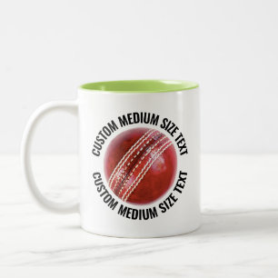 Tasse 2 Couleurs Balle de cricket & texte moyen VERT CITRON 325g Pe
