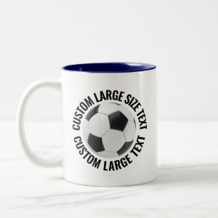 Tasse 2 Couleurs Balle de Football & Grand Texte BLEU NAVY 11oz Per