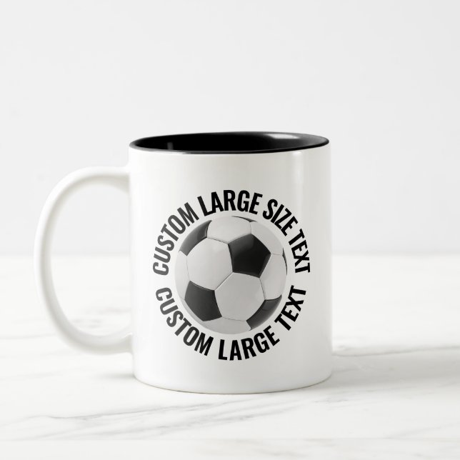 Tasse 2 Couleurs Balle de Football & Grand Texte NOIR 325g Personna (Gauche)