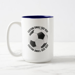 Tasse 2 Couleurs Balle de Football & Petit Texte BLEU NAVY 15oz Per