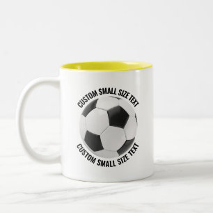 Tasse 2 Couleurs Balle de Football & Petit Texte JAUNE 11oz Personn