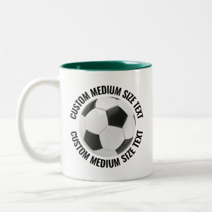 Tasse 2 Couleurs Balle de Football & Texte Moyen VERT CHASSEUR 325g