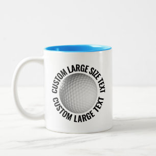 Tasse 2 Couleurs Balle de Golf & Grand Texte BLEU CLAIR 325ml Perso