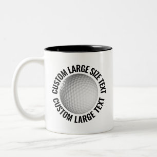 Tasse 2 Couleurs Balle de Golf & Grand Texte NOIR 11oz Personnalisé