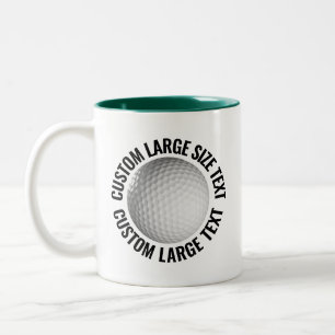 Tasse 2 Couleurs Balle de Golf & Grand Texte VERT CHASSEUR 325ml Pe