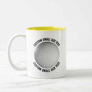 Tasse 2 Couleurs Balle de Golf & Petit Texte JAUNE 325ml Personnali