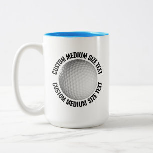 Tasse 2 Couleurs Balle de Golf & Texte Moyen BLEU CLAIR 425ml Perso