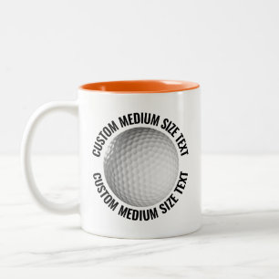 Tasse 2 Couleurs Balle de Golf & Texte Moyen ORANGE 325ml Personnal