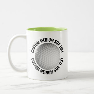 Tasse 2 Couleurs Balle de Golf & Texte Moyen VERT CITRON 325ml Pers