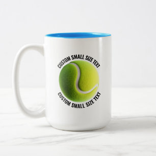 Tasse 2 Couleurs Balle de Tennis & Petit Texte BLEU CLAIR 425g Pers