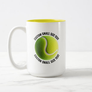 Tasse 2 Couleurs Balle de Tennis & Petit Texte JAUNE 425g Personnal