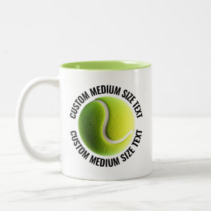 Tasse 2 Couleurs Balle de Tennis & Texte Moyen VERT CITRON 325ml Pe