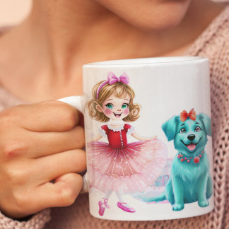 Tasse 2 Couleurs Ballet de Noël Whimsical avec chiot Cheer