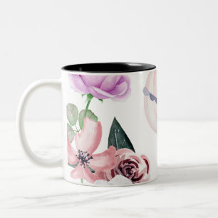 Tasse 2 Couleurs Ballon Aerostatique Floral Aquarelle Voyageant