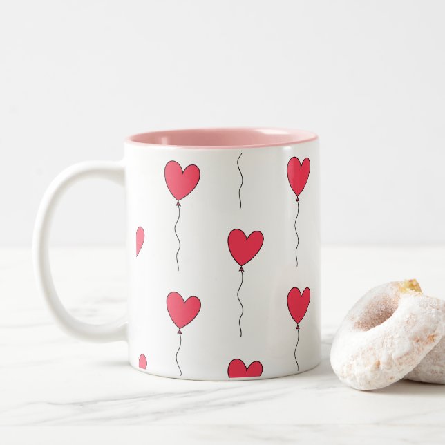 Tasse 2 Couleurs Ballons cardiaques (Avec donut)