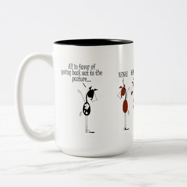Tasse 2 Couleurs Bande dessinée de vote de cheval drôle (Gauche)