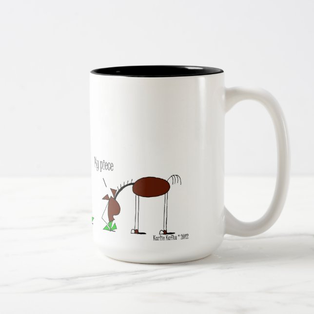 Tasse 2 Couleurs Bande dessinée drôle de cheval (Droit)