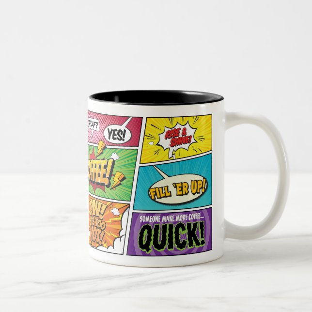 Tasse 2 Couleurs Bande dessinée et café (Droit)
