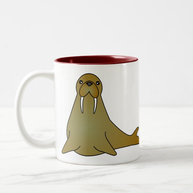 Tasse 2 Couleurs Bande dessinée mignonne de morse (Gauche)
