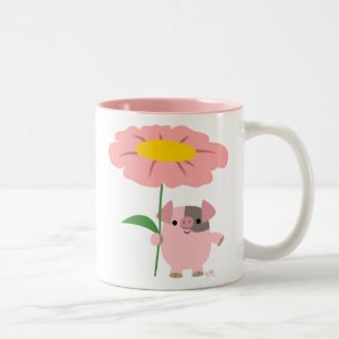 Tasse 2 Couleurs Bande dessinée mignonne porcine avec un cadeau