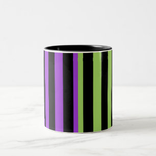 Tasse 2 Couleurs Bande verte violette et noire d'Halloween