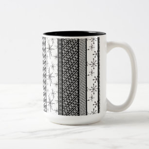 Tasse 2 Couleurs Bandes de Motifs rétro noir et blanc 1
