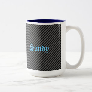 Tasse 2 Couleurs Bandes diagonales minces en noir et gris