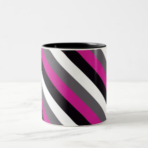 Tasse 2 Couleurs Bandes rose, noire, blanche et grise