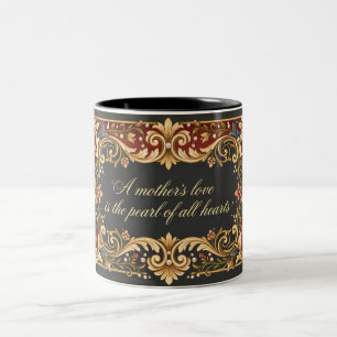 Tasse 2 Couleurs Bannière de la fête des mères en rosemaling luxueu