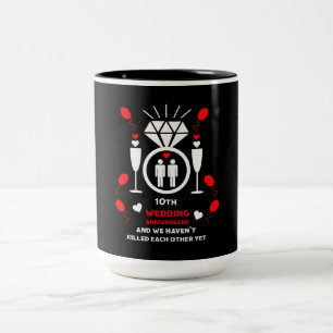 Tasse 2 Couleurs Bannière du 10e anniversaire de Mariage Hommes gay