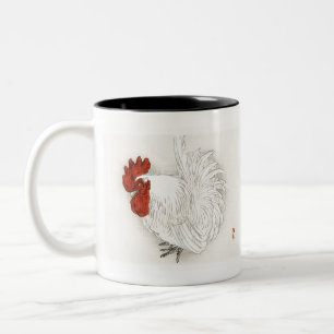 Tasse 2 Couleurs Bantam japonais par Kono Bairei - Rooster