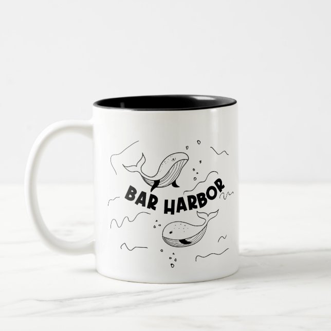 Tasse 2 Couleurs Bar Harbor Maine Whales (Gauche)