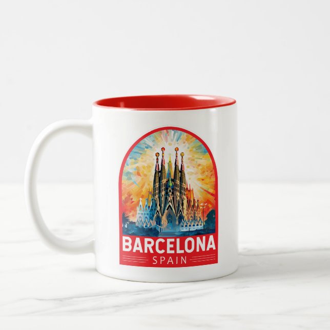 Tasse 2 Couleurs Barcelone Espagne La Sagrada Familia Travel Art (Gauche)