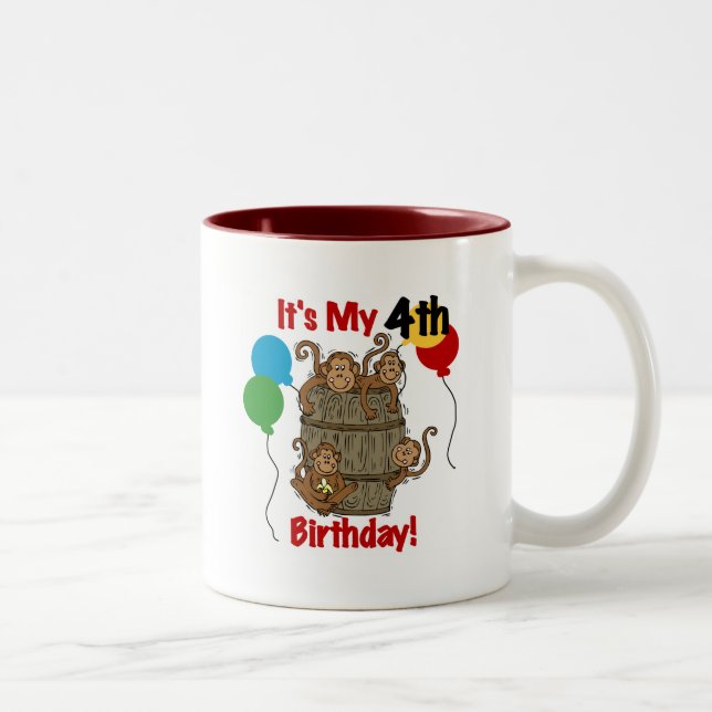 Tasse 2 Couleurs Baril des singes 4e anniversaire (Droit)