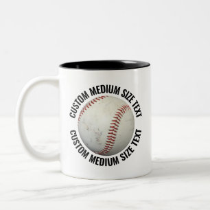 Tasse 2 Couleurs Baseball & Medium Texte NOIR 325g Personnalisé