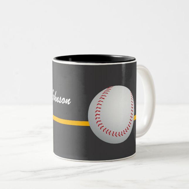 Tasse 2 Couleurs Baseball on a dark gray Background personalize (Devant droit)
