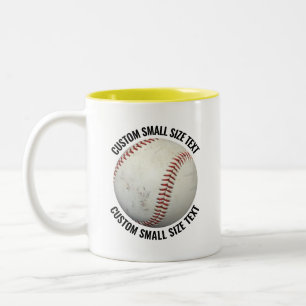 Tasse 2 Couleurs Baseball & Petits Textes JAUNE 325ml Personnalisé