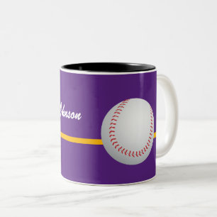 Tasse 2 Couleurs Baseball sur fond violet coloré personnalisable