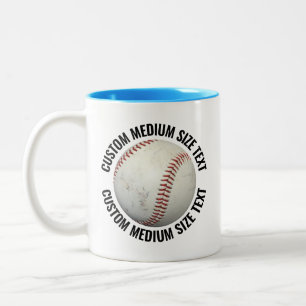 Tasse 2 Couleurs Baseball & Texte Moyen BLEU CLAIR 325ml Personnali