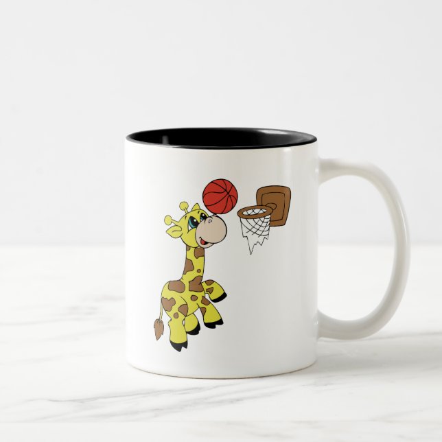 Tasse 2 Couleurs Basket-ball de girafe (Droit)