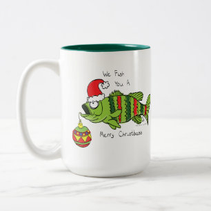 Tasse 2 Couleurs Basse de Noël amusant Pêche Poisson Cute Cartoon