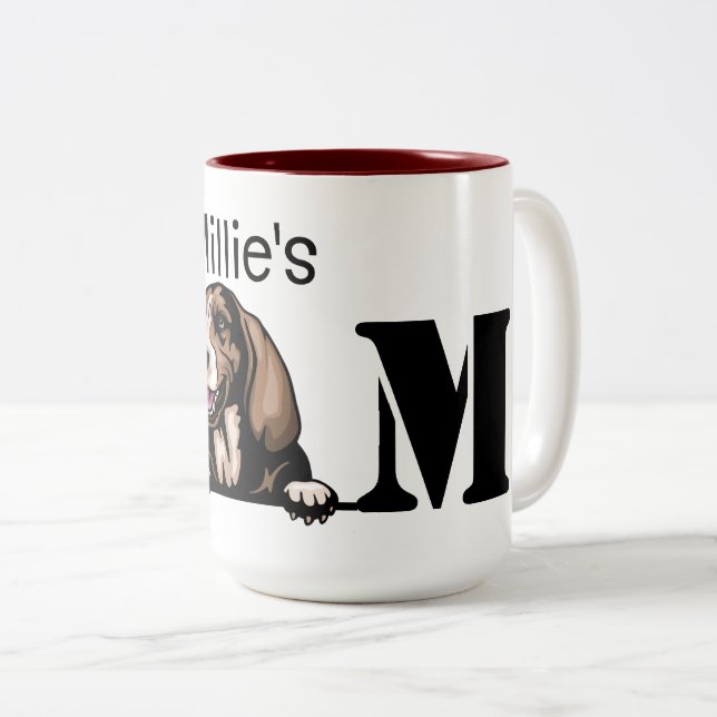 Tasse 2 Couleurs Basset Hound Personnalisé Pékin Maman (Devant droit)