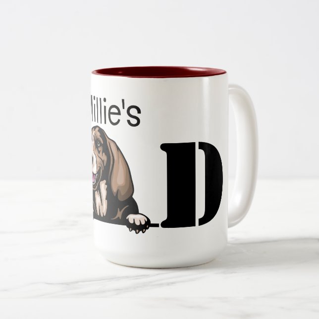 Tasse 2 Couleurs Basset Hound Personnalisé Pékin Papa (Devant droit)