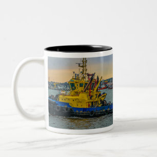 Tasse 2 Couleurs Bateau à moteur à la rivière, montevideo, uruguay